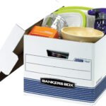 20 Pack STOR/FILE Medium-Duty File Storage Boxes, Fastfold, Lift-Off Lid, Letter/Legal, White/Blue