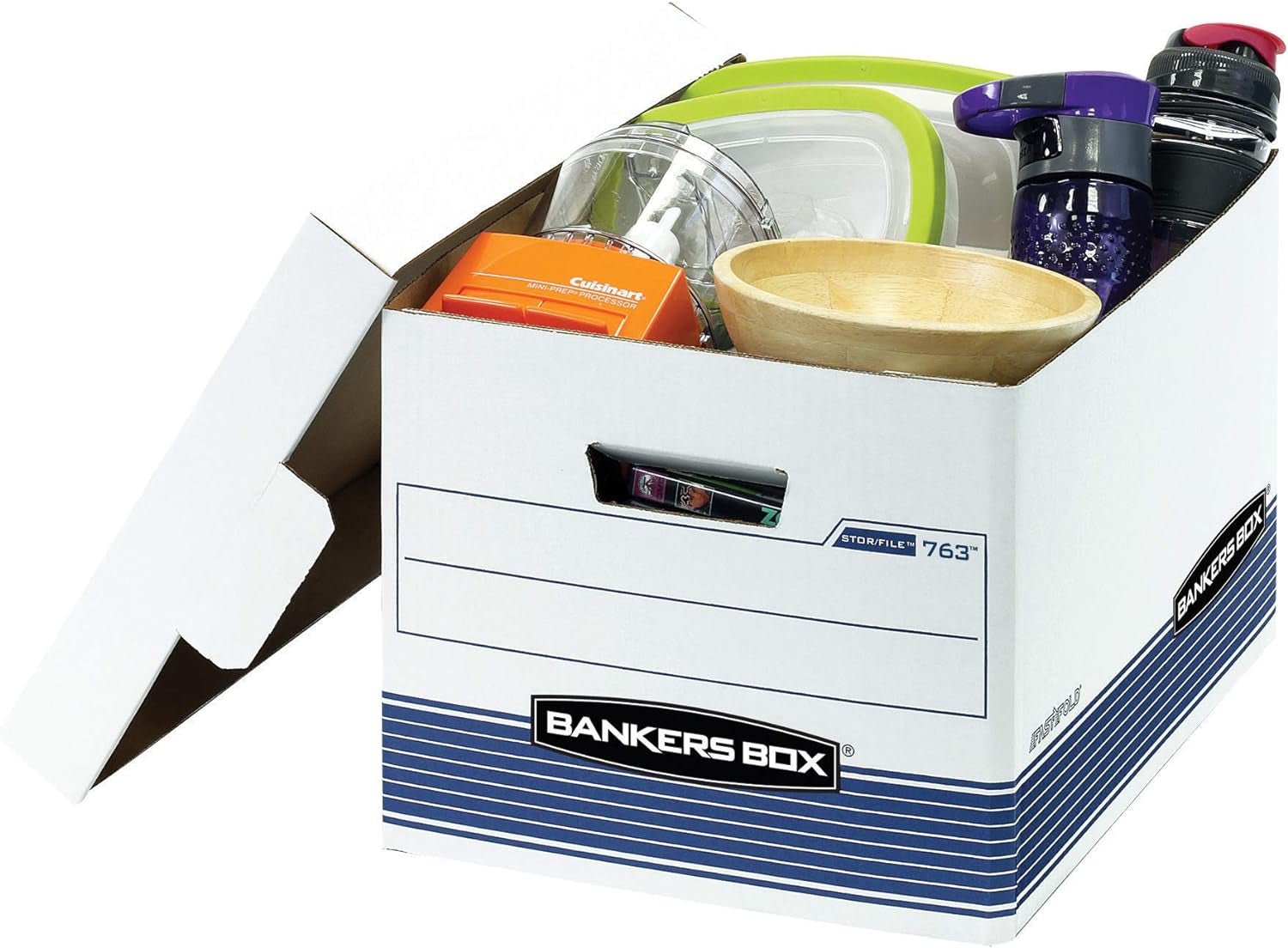 20 Pack STOR/FILE Medium-Duty File Storage Boxes, Fastfold, Lift-Off Lid, Letter/Legal, White/Blue