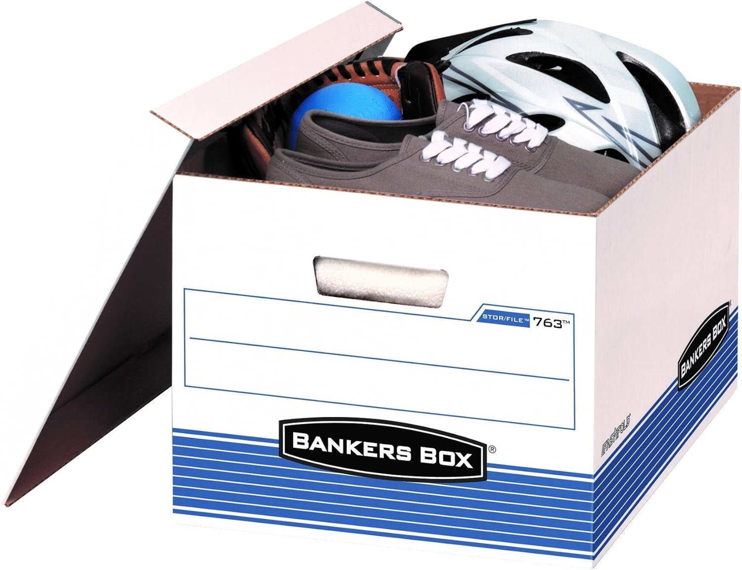 20 Pack STOR/FILE Medium-Duty File Storage Boxes, Fastfold, Lift-Off Lid, Letter/Legal, White/Blue