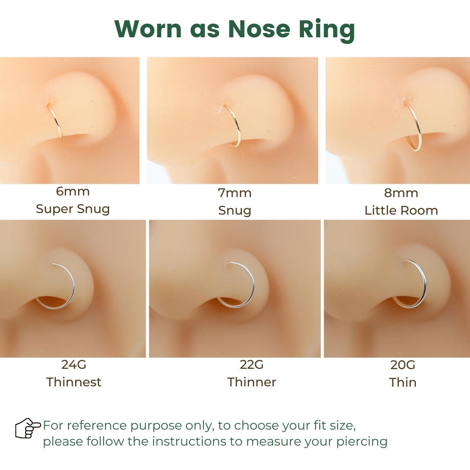 14K Gold Filled Small Hoop Earrings for Cartilage Nose, Tiny Thin 7Mm Piercing Hoop Ring 22 Gauge