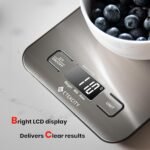 Food Scale, Digital Kitchen Scale, 304 Stainless Steel, Weight in Grams and Ounces for Baking, Cooking, and Meal Prep, LCD Display, Medium