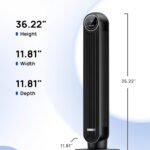 Tower Fan for Bedroom, 25Ft/S Velocity Quiet Floor Fan, 90° Oscillating Fans for Indoors with 4 Speeds, 4 Modes, 8H Timer, Standing Fans, Bladeless Fan, Black, Nomad One (DR-HTF007)