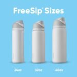 Freesip Insulated Stainless Steel Water Bottle with Straw for Sports and Travel, Bpa-Free, 24-Oz, Blue/Teal (Denim)