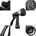 -Garden-Hose-Nozzle, ABS Water Spray Nozzle, 7 Adjustable Watering Patterns, Slip Resistant for Watering Plants, Lawn& Garden, Washing Cars, Cleaning, Showering Pets & Outdoor Fun.Silver Color