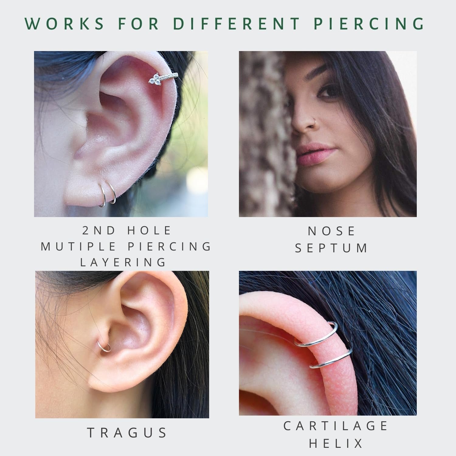 14K Gold Filled Small Hoop Earrings for Cartilage Nose, Tiny Thin 7Mm Piercing Hoop Ring 22 Gauge