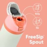 Freesip Insulated Stainless Steel Water Bottle with Straw for Sports and Travel, Bpa-Free, 24-Oz, Blue/Teal (Denim)
