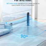 Tower Fan for Bedroom, 25Ft/S Velocity Quiet Floor Fan, 90° Oscillating Fans for Indoors with 4 Speeds, 4 Modes, 8H Timer, Standing Fans, Bladeless Fan, Black, Nomad One (DR-HTF007)