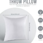 Throw Pillows Insert (Pack of 2, White) - 18 X 18 Inches Bed and Couch Pillows - Indoor Decorative Pillows