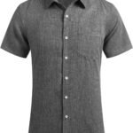 Men'S Linen Shirts Casual Button down Short Sleeve Summer Beach Shirt Hawaiian Vacation Shirts