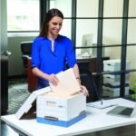 20 Pack STOR/FILE Medium-Duty File Storage Boxes, Fastfold, Lift-Off Lid, Letter/Legal, White/Blue