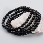 Black Onyx - Stone of Positive Energy - Handmade Yoga Stretch Elastic Bracelet Natural Stone Crystal Healing Power Energy Gifts for Unisex Adult 6Mm