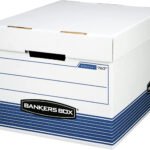 20 Pack STOR/FILE Medium-Duty File Storage Boxes, Fastfold, Lift-Off Lid, Letter/Legal, White/Blue
