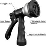 -Garden-Hose-Nozzle, ABS Water Spray Nozzle, 7 Adjustable Watering Patterns, Slip Resistant for Watering Plants, Lawn& Garden, Washing Cars, Cleaning, Showering Pets & Outdoor Fun.Silver Color