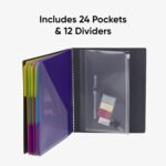 Project Organizer, 24 Pockets, Grey with Assorted Bright Tabs, Tear Resistant Poly, 1/3-Cut Tabs, Letter Size (89206)