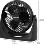 11-Inch Air Circulator Fan with 90-Degree Tilt Head and 3 Speed Settings, Ultra Quiet (30 Db), Lightweight (3 LBS), Black, 6.3"D X 11.1"W X 10.9"H