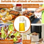 Oil Sprayer for Cooking, 2 in 1 Olive Oil Dispenser Bottle for Kitchen, 17Oz/500Ml Premium Glass Oil Bottle, Food-Grade Oil Mister for Air Fryer, Salad, Frying, BBQ (Creamy White)