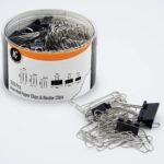 350 Pack Paper Clips and Binder Clips Set by  - Binders & Paperclips Assorted Sizes in Container with Compartments, Silver Paper Clips & Black Binder Clips for Home, School, Office Supplies