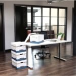 20 Pack STOR/FILE Medium-Duty File Storage Boxes, Fastfold, Lift-Off Lid, Letter/Legal, White/Blue