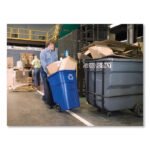 Rubbermaid Commercial BRUTE Recycling Rollout Trash Can with Hinged Lid, Blue 50 Gal.