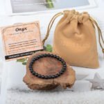 Black Onyx - Stone of Positive Energy - Handmade Yoga Stretch Elastic Bracelet Natural Stone Crystal Healing Power Energy Gifts for Unisex Adult 6Mm