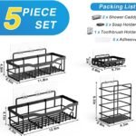 Shower Caddy 5 Pack,Adhesive Shower Organizer for Bathroom Storage&Home Decor&Kitchen,No Drilling,Large Capacity,Rustproof Stainless Steel Bathroom Organizer,Shower Shelves for inside Shower