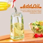 Oil Sprayer for Cooking, 2 in 1 Olive Oil Dispenser Bottle for Kitchen, 17Oz/500Ml Premium Glass Oil Bottle, Food-Grade Oil Mister for Air Fryer, Salad, Frying, BBQ (Creamy White)