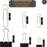 350 Pack Paper Clips and Binder Clips Set by  - Binders & Paperclips Assorted Sizes in Container with Compartments, Silver Paper Clips & Black Binder Clips for Home, School, Office Supplies