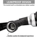 -Garden-Hose-Nozzle, ABS Water Spray Nozzle, 7 Adjustable Watering Patterns, Slip Resistant for Watering Plants, Lawn& Garden, Washing Cars, Cleaning, Showering Pets & Outdoor Fun.Silver Color