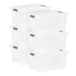 IRIS 45QT Clear Storage Bin with Buckles, 6-Pack