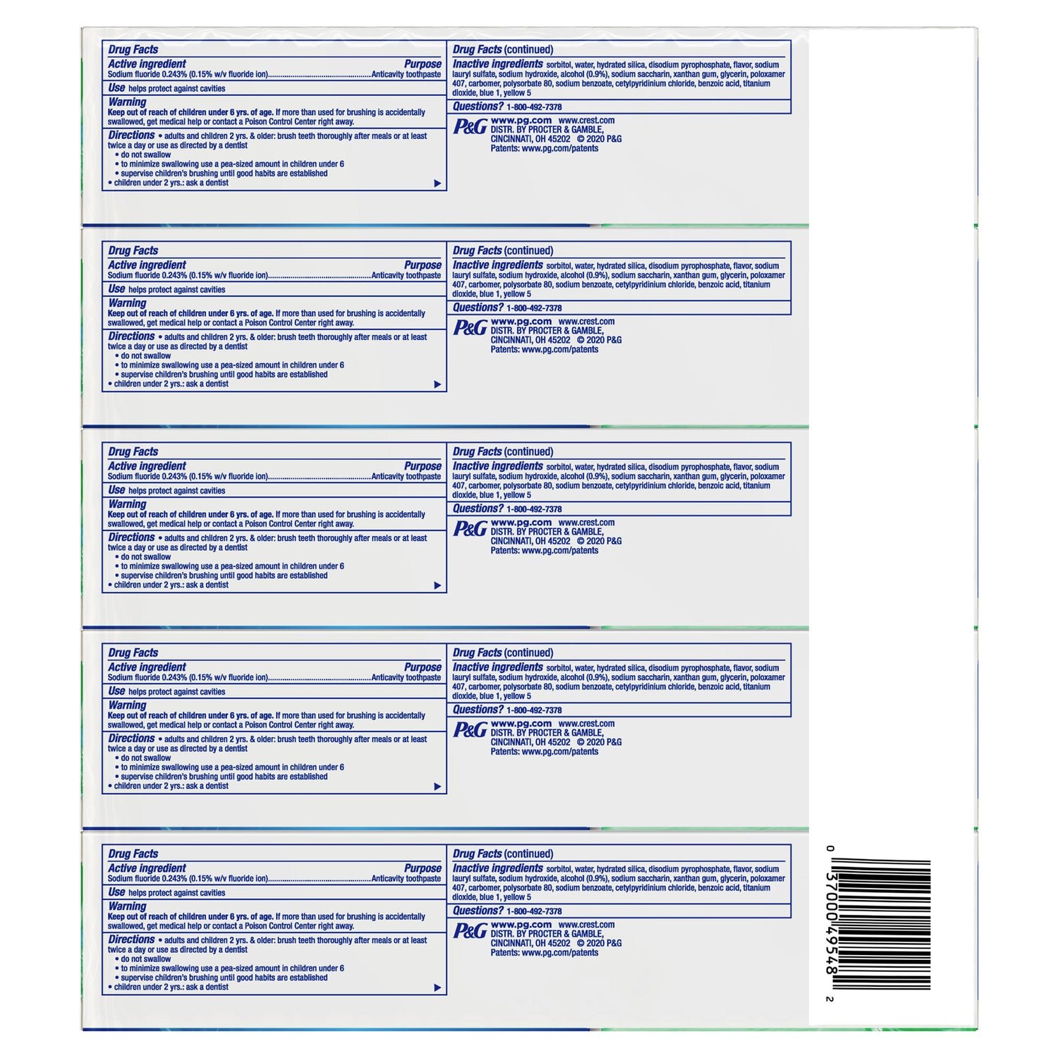 Complete + Scope Advanced Active Foam Toothpaste, 8.2 Oz, 5-Pack