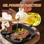 Oil Sprayer for Cooking, 2 in 1 Olive Oil Dispenser Bottle for Kitchen, 17Oz/500Ml Premium Glass Oil Bottle, Food-Grade Oil Mister for Air Fryer, Salad, Frying, BBQ (Creamy White)