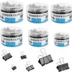 208 PCS Binder Clips Paper Clamps Assorted Sizes, Metal Paper Binder Clip, Black Binding Paperwork Clamp Bulk, School Teachers Office Supplies