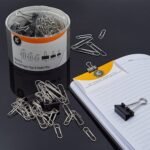 350 Pack Paper Clips and Binder Clips Set by  - Binders & Paperclips Assorted Sizes in Container with Compartments, Silver Paper Clips & Black Binder Clips for Home, School, Office Supplies