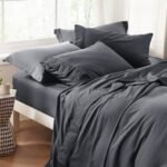 Queen Sheets Grey - Soft Sheets for Queen Size Bed, 4 Pieces Hotel Luxury Queen Sheet Set, Easy Care Polyester Microfiber Cooling Bed Sheet Set