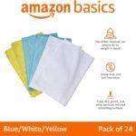 Microfiber Cleaning Cloths, Non-Abrasive, Reusable and Washable, Pack of 24, Blue/White/Yellow, 16" X 12"
