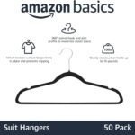 Slim, Velvet, Non-Slip Suit Clothes Hangers, Black/Silver - Pack of 50