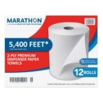 Dispenser Paper Towels, 2-Ply, 450 Ft Rolls, 12-Count
